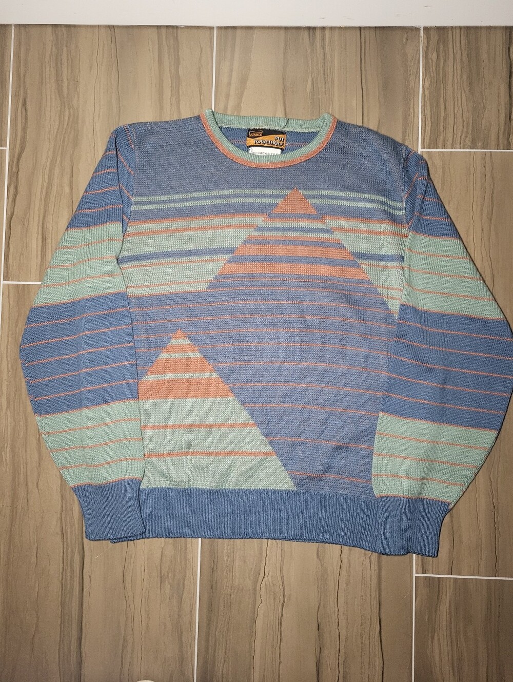 Vintage Montgomery Ward Put Together Men's Crewneck Sweater 1960s 1970s